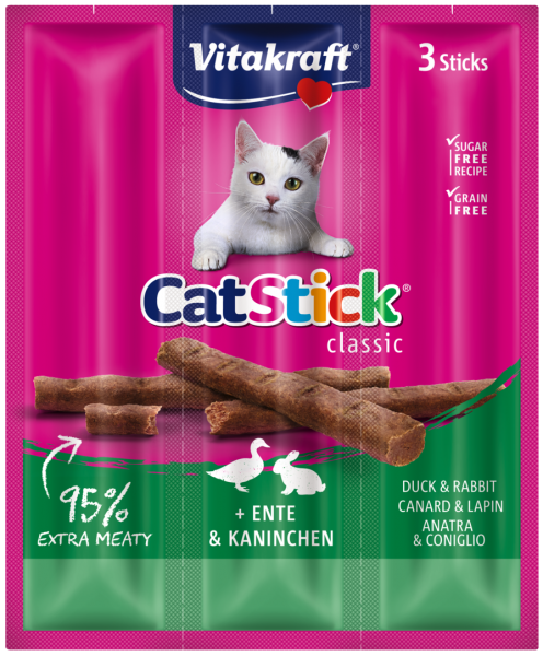Katzensnack Cat-Stick classic mit Ente und Kaninchen 6Stk