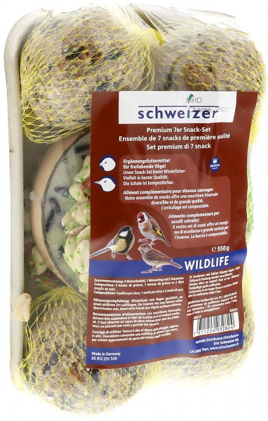 Freilandvogelfutter Ergänzungsfutter für freilebende Vögel Premium 7er Snack-Set