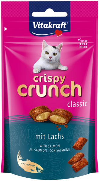 Katzensnack Crispy Crunch Classic mit Lachs 60g