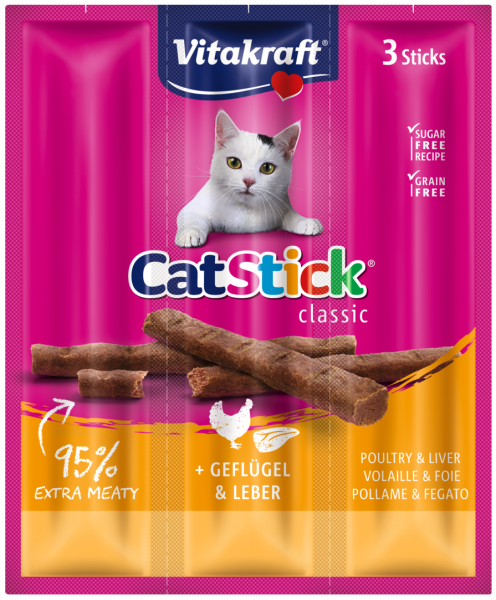 Katzensnack Cat-Stick classic mit Geflügel und Leber 6Stk