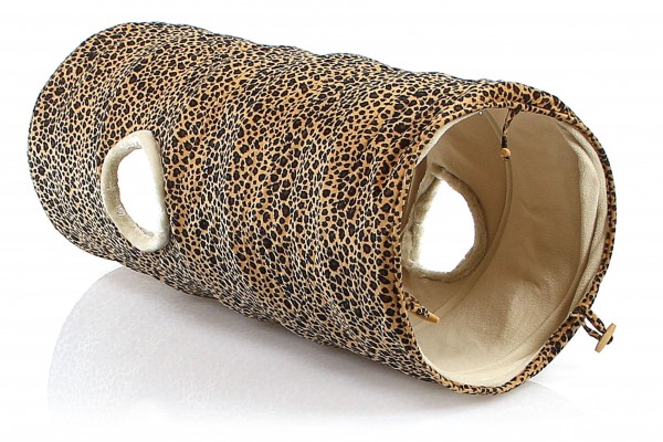 Katzen-Rascheltunnel XXL D=35cm/L=89cm Leopard/beige