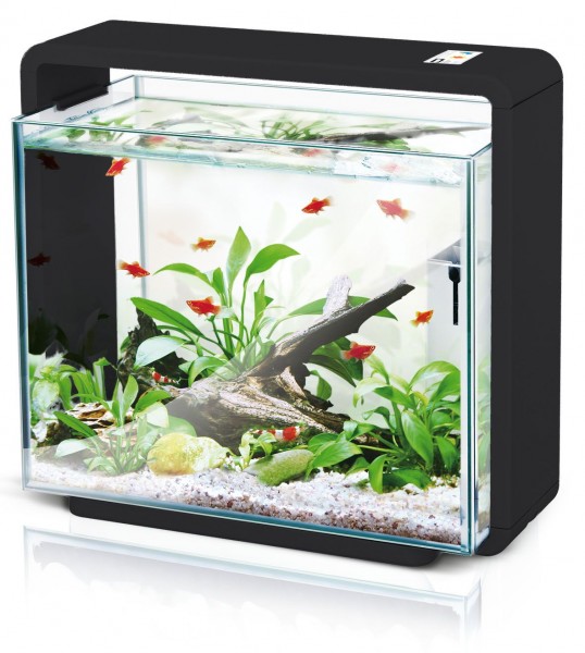 Aquarium E-40 schwarz 47x25x42,5cm 34L mit Filter und LED mit Sensor