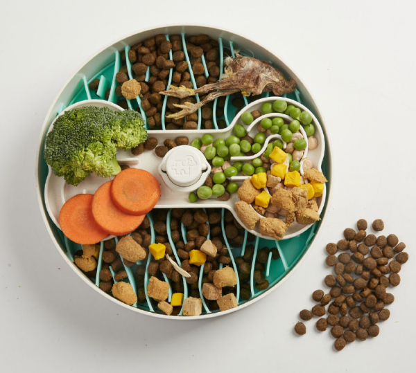 Pet Future™ Puzzle Lick Bowl Antischlingnapf Grün Trockenfutter