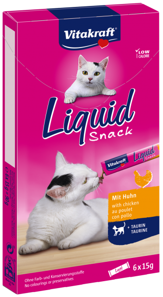 Katzensnack Liquid Snack mit Huhn und Taurin 6Stk