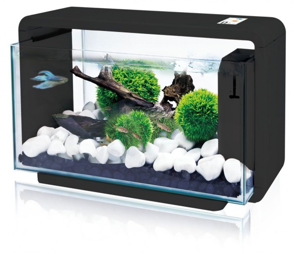 Aquarium E-25 schwarz 47x25x28,5cm 25L mit Filter und LED mit Sensor