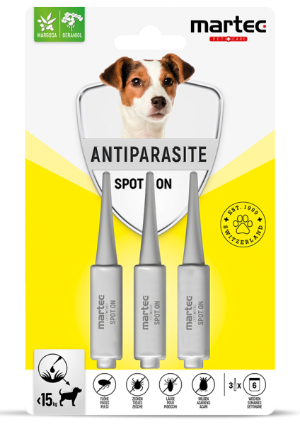 Drop on Antiparasite für Hunde bis 15kg 3x1,5ml