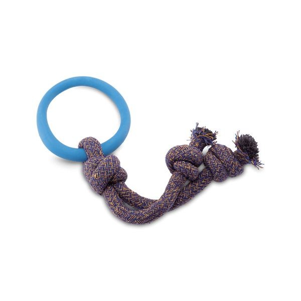 Hundespielzeug Hoop on Rope blau S Ø 12cm / 23cm