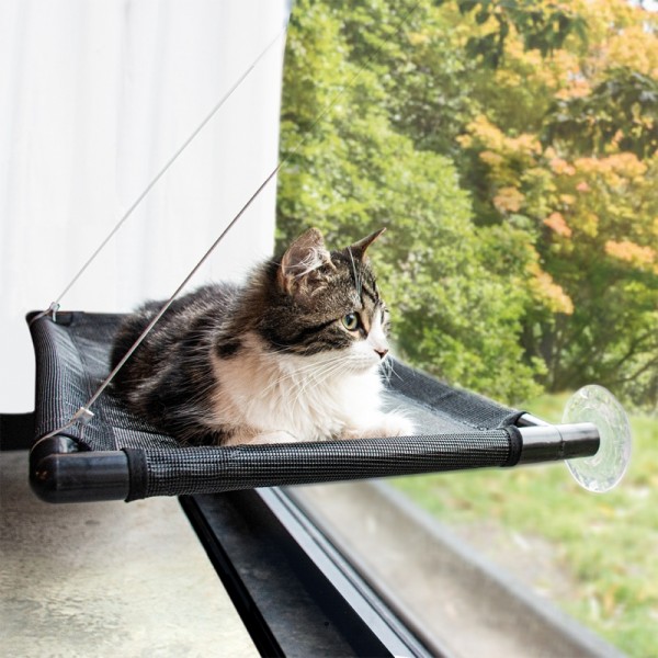 Fensterhängematte für Katzen 66x40x2,5cm schwarz