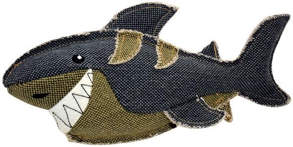 Hundespielzeug Requin canvas Plüsch Hai 29x14cm blau-braun