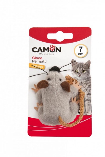 Katzenspielzeug Plüschmaus mit Rute aus Seil