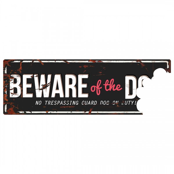 Warnschild Beware of the Dog 40x14cm schwarz mit rot geschrieben